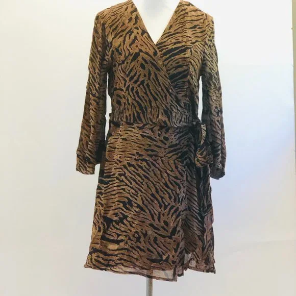 knee length dresses for ladies Ganni Seersucker Check Mini Wrap Dress